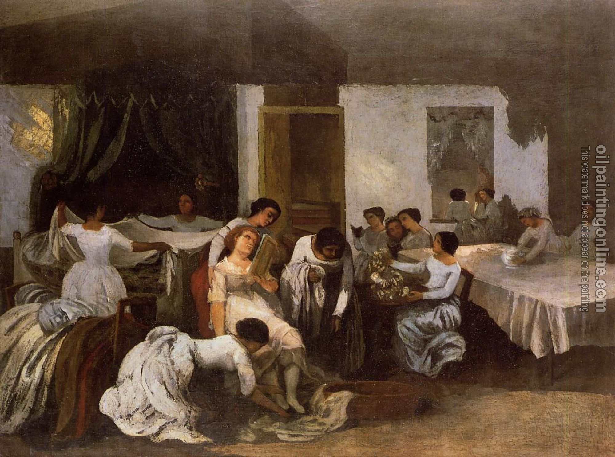Courbet, Gustave - Dressing the Dead Girl( Dressing the Bride)